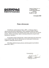 Rekomendacja -  CRYOVAC Sealed Air Corporation